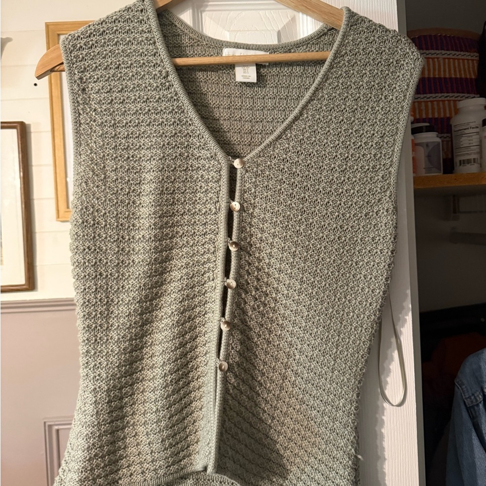 House of Harlow 1960 Crocheted Knit Top in Sage